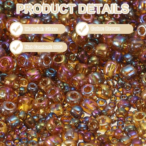 MECCANIXITY 15/0 11/0 8/0 6/0 Glass Seed Beads 1.5mm/2mm/3mm/4mm Loose Seed Beads for Jewelry Earring Bracelet Craft Making, 5888PCS, Brown - color: Brown