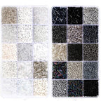 Jexine 2 Sets 30 Colors Glass Seed and Bugle Beads Kit Small Loose Craft Beads for Jewelry Making DIY Crafts Bracelets and Necklaces(Black, White) - color: Black, White
