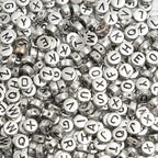 1000pcs Silvery Letter Beads for Bracelets, 4x7mm Black Alphabet A-Z Beads for Jewelry Making Friendship Bracelets (4 * 7 Silver) - color: 4x7mm silver