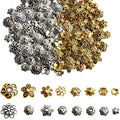 FEBSNOW About 160Pcs Spacer Beads Caps, Bali Style Mixed Tibetan Silver and Antique Gold Flower Bead Caps for Bracelet Necklace Earrings Jewelry Making Supplies - color: antique gold and tibetan silver