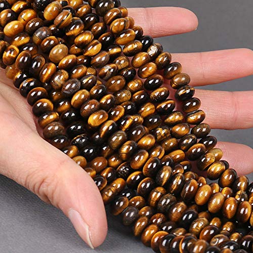 ICAI Beads 5x8mm Natural (Tiger Eye, 5x8) Beads Rondelle Spacer Loose Beads for Jewelry Making DIY Crafts Design 1 Strand 15" APPR - color: Tiger eye, size: 5x8