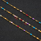 UMAOKANG 16.4 Feet Colorful Enamel Chains for Jewelry Making Gold Plated Stainless Steel Thin Chain Necklace Bracelet DIY Supplies - color: Gold-Purple Colorful