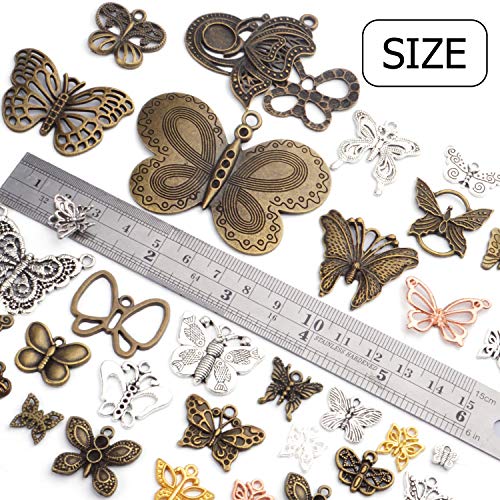 100g Mixed Butterfly Charms Vintage Fly Insect Pendant Charms for Necklace Bracelet Jewelry Making Crafting - style: Mixed Butterfly Charms