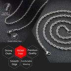 Twist Chain Necklace - Stainless Steel Rope Jewelry for Men & Women - size: 24 Inches, style: 2.5 mm Wide