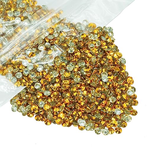 qiipii 12000PCS 4mm Bright Gold Resin Rhinestones for Crafts Clear Golden Flatback Jelly Resin Rhinestones Bulk SS16 Non-Hotfix Gold Stones Diamonds Crystals Gems for Mugs Tumblers Bottles DIY Crafts - color: Bright Gold, size: 4mm Large Wholesale Pack