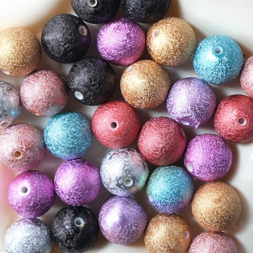 30PCS 20MM Bubblegum Beads for Pens, Mixed Color Wrinkle Disco Ball Chunky Large Acrylic Round Beads for Bag Focal Beadable Pen Keychain Making Jewelry Bracelet Making DIY Crafts - color: Wrinkle Round Beads