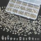 1500 Pcs Crystal Glass Beads for Jewelry Making – 12 Styles Bicone, Rondelle, Cube, Teardrop & 3mm Spacer Beads, DIY Bracelet Necklace Earring Craft Kit with Organizer Box(Grey) - color: Grey