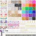 Mio Angle Clay Beads 2 Boxes 24 Colors Bracelet Making Kit, Round Letter Beads with Charm and Elastic Strings, Friendship Bracelets Holiday Gifts for Girls Adults - color: 24 Colors 2 BOX