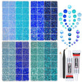 qiipii 8 Color 2-6mm Blue Jelly Resin Rhinestones w B7000 Jewelry Glue for Bedazzling Crafting Flatback Stones Gems Diamonds for Nails Face Eyes Makeup Tumblers Bottles DIY Crafts Clothes Shoes Phones - color: Light / Dark / Peacock Blue Series Rhinestone
