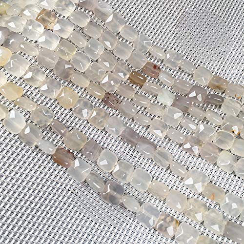 Natural Stones Beads Square Faceted Beading White Agate Gemstone Loose Beads for Jewelry Making 2 Strands 7.9 inches - color: white agate