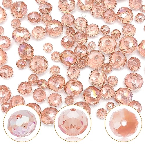786pcs Crystal Glass Beads Crystal Spacer Beads Rondelle Glass Beads Briolette Beads Crystal Gemstone Beads for Bracelets Necklace Pendants Jewelry Making Supplies, 3mm,4mm,6mm,8mm(Aqua Pink AB) - color: Aqua Pink, size: 3mm,4mm,6mm,8mm