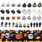 Anower 36 Pcs Halloween Charms Pendants Assorted Gold Black Plated Enamel Pumpkin Ghost Clown Wizard Hat Halloween Charms for Jewelry Making DIY Necklace Bracelet Earring Supplies Accessories