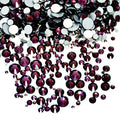 AD Beads 1440 Pieces Mixed Size Glue on Quality Glass Flatback Rhinestones Round Crystal Gems (17 Amethyst) - color: Amethyst 17