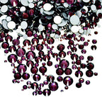 AD Beads 1440 Pieces Mixed Size Glue on Quality Glass Flatback Rhinestones Round Crystal Gems (17 Amethyst) - color: Amethyst 17
