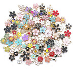 WOCRAFT 100 Pcs Assorted Gold Plated Mixed Enamel Flower Charms for Jewelry Making Necklace Bracelet Earring (M304)