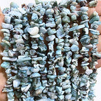 PLTbeads 5-8mm Natral Healing Gemstone Waist Bracelets Necklace Kit Irregular Stone DIY Crafts Design Jewelry Making 1 Strand per Bag Approxi 34 inch (Larimar Chips) - color: Larimar Chips