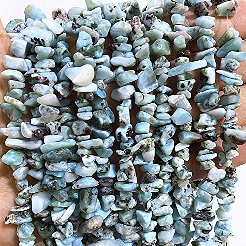 PLTbeads 5-8mm Natral Healing Gemstone Waist Bracelets Necklace Kit Irregular Stone DIY Crafts Design Jewelry Making 1 Strand per Bag Approxi 34 inch (Larimar Chips) - color: Larimar Chips