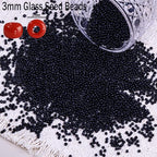 5000pcs Glass Seed Beads, 3mm 8/0 Small Individual Color Seed Beads Mini Pony Bulk for DIY Bracelet Necklaces Wrist Jewelry Making, Black - color: Black