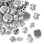 DanLingJewelry 80Pcs 8 Styles Tibetan Religious Beads Antique Silver Buddha Lotus Elephant Religious Spacer Beads for Jewelry Making Crafts - color: 80pcs - religious - 8 styles