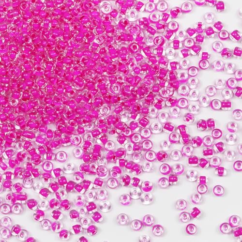 Bulk 3mm Rose Red Seed Beads for Jewelry Making 110 Grams About 3200pcs,8/0 Glass Craft Beads for Making Earrings, Bracelets, Pendants, Waist Jewelry, DIY Handmade Seed Beads (Rose Red) - color: Rose Red, size: 3mm