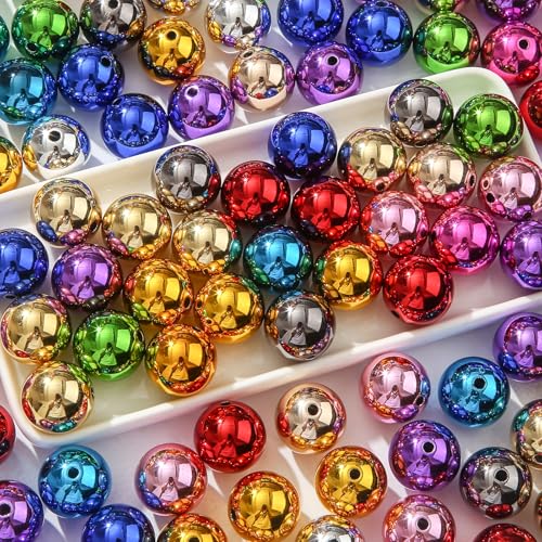 20mm UV Color Beads 100pcs Chunky Bubblegum Bead Disco Shine Disco Ball Beads for Jewelry Making Bracelet Necklace Craft Making Supplies(uv Color) - color: uv color