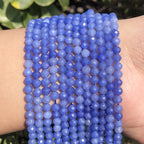 3mm 120pcs Natural Blue Aventurine Stone Beads, Songxi Small Faceted Round Loose Gemstone for Jewelry Making, DIY Art and Craft, Bracelet Necklace (1 Strand) - color: Blue Aventurine, size: 2.8-3.3mm