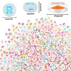 1900pcs Letter Beads, DECYOOL Glow in The Dark Letter Beads, Acrylic Alphabet Beads, with 1 Roll Elastic String for Bracelet Necklace Jewelry Making Supplie - color: reflective