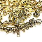 100g (About 125pcs) Antique Gold Bail Tube Spacer Bead Hanger Fit Charm European Bracelet Charms Pendant Bails for Jewelry Making and Crafting (M376) - color: Antique Gold