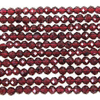 MJDCB 3mm Faceted Natural Garnet Round Loose Beads for Jewelry Making DIY Bracelet Necklace - color: Garnet