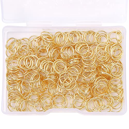 BEADIA 14K Gold Plated Jump Rings Non Tarnish 8mm 300pcs for Jewelry Making Findings - color: 14K Gold, size: 0.7x8mm