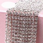 11 Yards 2mm Silver Crystal Rhinestone Close Chain Single Row Trimming Claw Chain Jewelry Crafts DIY (Silver) - color: silver