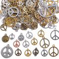 stino Metal Charms for Jewelry Making 100gram, Bulk Tibetan Silver & Gold Plated Trinkets for Earring Necklace Jewelry Making and Findings - color: Peace Plane Mixed Color