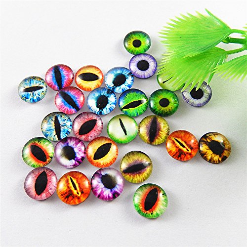 Julie Wang 10mm 100pcs Dragon Eyes Flatback Glass Cabochon Dome Cameo for Artworks Making Jewelry Craft DIY Supplies 0.39inches - size: 10MM-100PCS