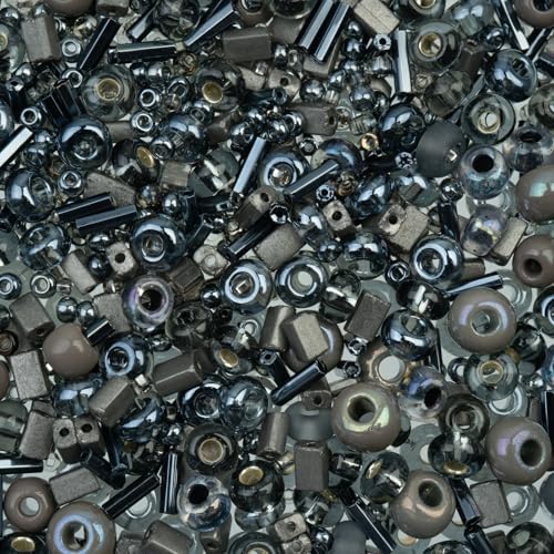 50g John Bead Bead Bar Assorted Greys Mix Czech Glass Seed Beads for DIY Crafts Jewelry Friendship Bracelet Necklace Earrings Phonecharm Making - color: Greys Assorted Mix