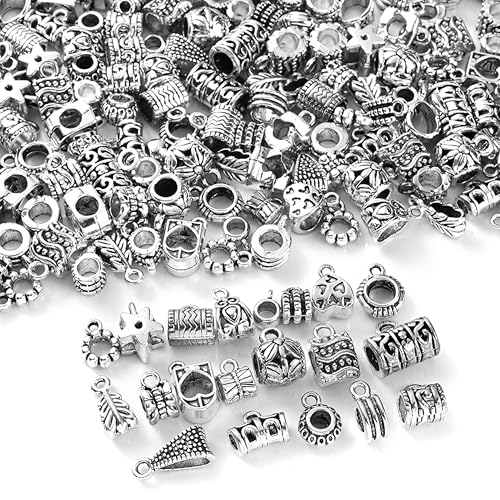 200 Pcs Bracelet Charms for Jewelry Making Wholesale Bulk Mixed Alloy Charms for Bracelets Assorted Lots Metal Pendants for Bracelet Necklace Jewelry Making and Crafting Party Favors Silver - size: 50g