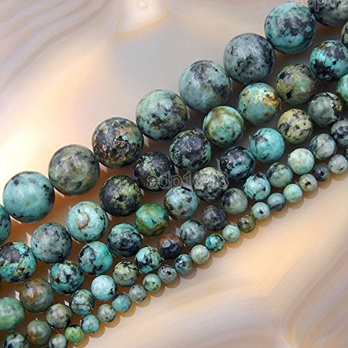 AD Beads Natural Gemstone Smooth Round Loose Beads 15" 4mm 6mm 8mm 10mm 12mm (4mm, Afghani Turquoise) - color: Afghani Turquoise, size: 4mm