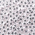 200+ Pieces 4x7mm Single M Letter Beads for Jewelry Making, White Round Acrylic Bulk Alphabet (Black on White) - size: Single letter M 200+ Pcs