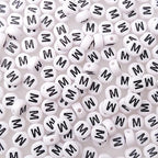 200+ Pieces 4x7mm Single M Letter Beads for Jewelry Making, White Round Acrylic Bulk Alphabet (Black on White) - size: Single letter M 200+ Pcs