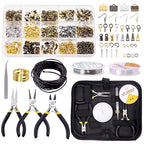 Glarks 1468Pcs Jewelry Making Supplies Kit with Pliers, Findings, Beading String for Repair, Making and Beading - size: 1468pcs