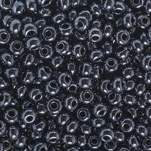 John Bead Czech Glass Seed Beads 6/0 Gunmetal Black Beads for Jewelry Making Crafts, 23g Vial - color: Gunmetal Black