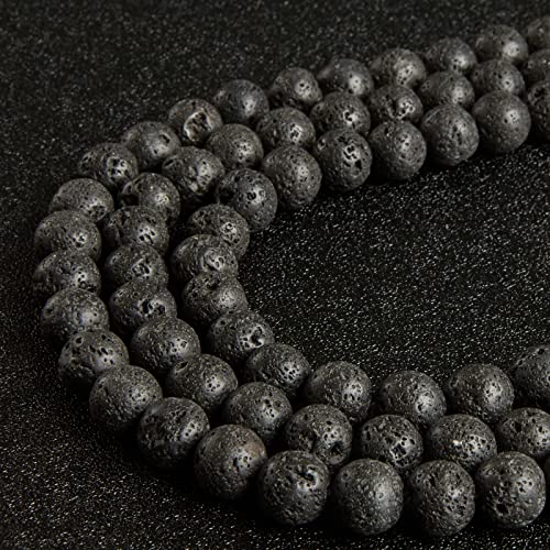 45pcs 8mm Black Lava Beads Natural Gemstone Beads Round Loose Beads for Jewelry Making - color: Black Lava, size: 8mm