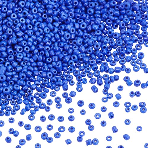 PH PandaHall 2000 Pcs 3mm Seed Beads, 8/0 Glass Seed Beads Round Small Pony Bead Waist Beads Mini Spacer Beads for Earring Bracelet Necklace Anklet Jewelry DIY Craft Making, Royal Blue - color: Blue-2000 Pcs