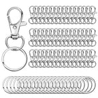 100PCS Swivel Snap Hooks with Key Rings, 50Pcs Key Chain Clip Hooks and 50Pcs Key Rings, Lanyard Lobster Claw Clasps for Keychains Jewelry Art Crafts - color: Silver