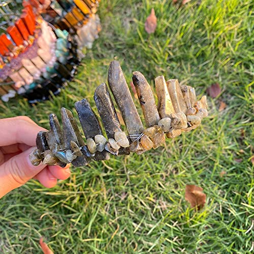 JIC Gem Labradorite Crystal Crown Raw Quartz Headband Handmade Tiara Natural Stone Headpiece Women Girls for Wedding Parties - color: Labradorite