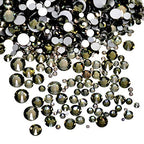 AD Beads 1440 Pieces Mixed Size No Hotfix Glue on Quality Glass Flatback Rhinestones Round Crystal Gems (04 Black Diamond) - color: Black Diamond 04
