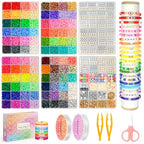 Friendship Bracelet Making Kit 96 Colors, 900pcs Letter Beads, 100pcs Number Bead, Gold Silver Spacer Charms for Concert Bracelets Jewelry Craft - color: Friendship Style