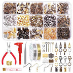 Swpeet 1468Pcs Jewelry Making Supplies Kit with Jewelry Making Tools, 2 Colors Jewelry Wires and Jewelry Pliers, 40 Styles Jewelry Findings, with Plastic Caliper, Thimble Ring, Awl Tweezers Scissors - size: 5a