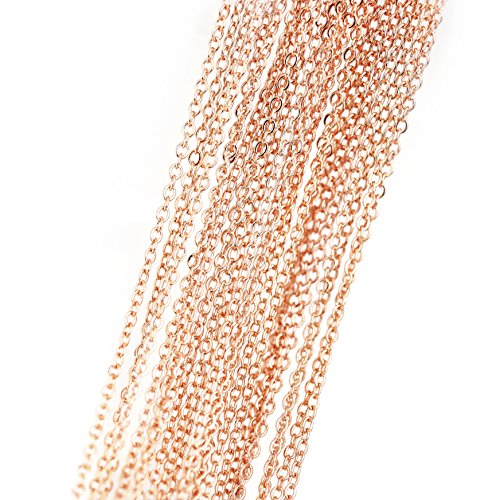 10 Pieces - 17.5inch 16K Rose Gold Plated Finished Cable Chain Necklace Bulk Discount Jewelry Supply - 10PCHN (Rose Gold) - color: Rose Gold