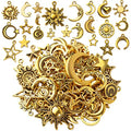 BronaGrand Celestial Pendant Charms,Sun Moon Star Cloud Charms Lightning Bolt Charms Jewelry Charms for Necklace Earrings Bracelet Jewelry - color: Gold/50g