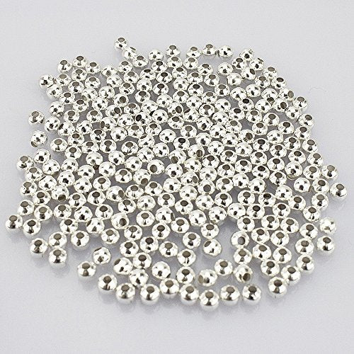 LolliBeads (R) Silver Plated Smooth Round Metal Beads 4 mm 600 Pcs - color: Silver 600 Pcs 4mm